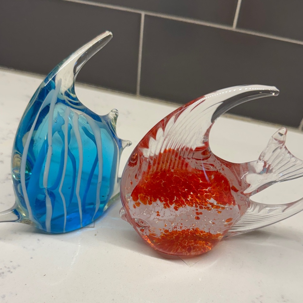 Vintage Glass Fish Decor in Blue and Red - Picture 8 of 12